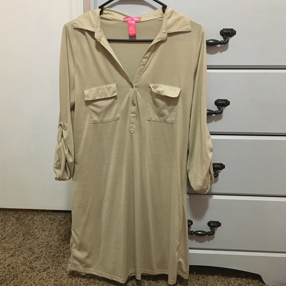 Tan quarter button-up dress - Picture 2 of 4